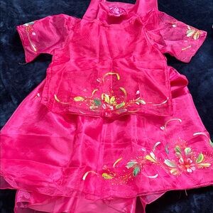 Filipiniana, Terno, Traje de Mestiza- Vibrant Pink Floral Kids Costume